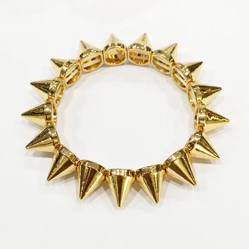 Punk Spiked Elastic Bracelet – Riveted Stretch Metal Bangle for Women, Hip Hop Party Fashion Jewelry - Premium bracelet from Lizard Vigilante - Just $19.88! Shop now at Lizard Vigilante