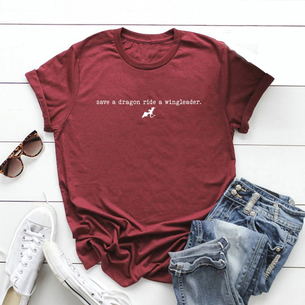 Save A Dragon, Ride A Wingleader Tee — Iron Flame Fury Casual Shirt for Men & Women Who Own The Fire - Premium tee from dsers - Just $47.99! Shop now at Lizard Vigilante