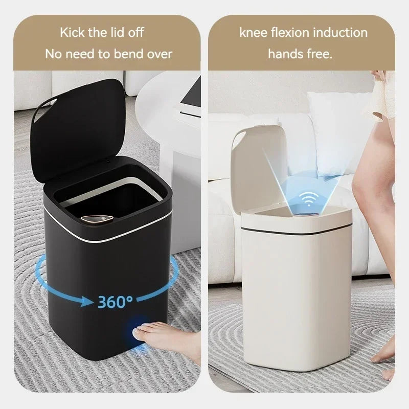 16L Smart Sensor Trash Can – Automatic Induction Lid, Eco-Friendly & Anti-Odor Rectangular Household Bin for Bathroom & Kitchen - Premium trash can from Lizard Vigilante - Just $48.99! Shop now at Lizard Vigilante