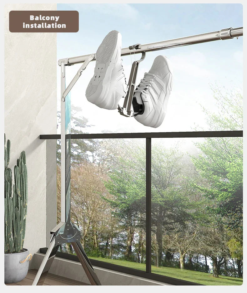 Household Shoes Drying Rack Balcony Foldable Shoe Hanger Clothing Hook Sneaker Rack Home Storage Lundary Tools