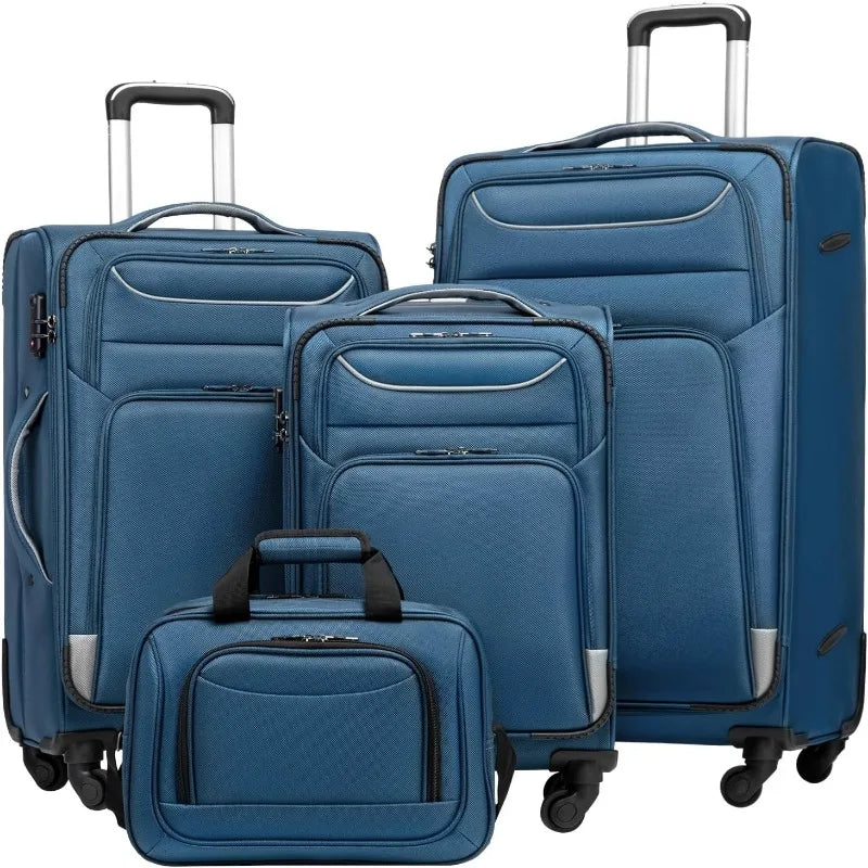 Luggage 4-PIECE Set Suitcase Spinner with TSA Lock - Softshell Lightweight (Purple + Silver) - Premium 4-Piece Luggage Set from Lizard Vigilante - Just $296.99! Shop now at Lizard Vigilante