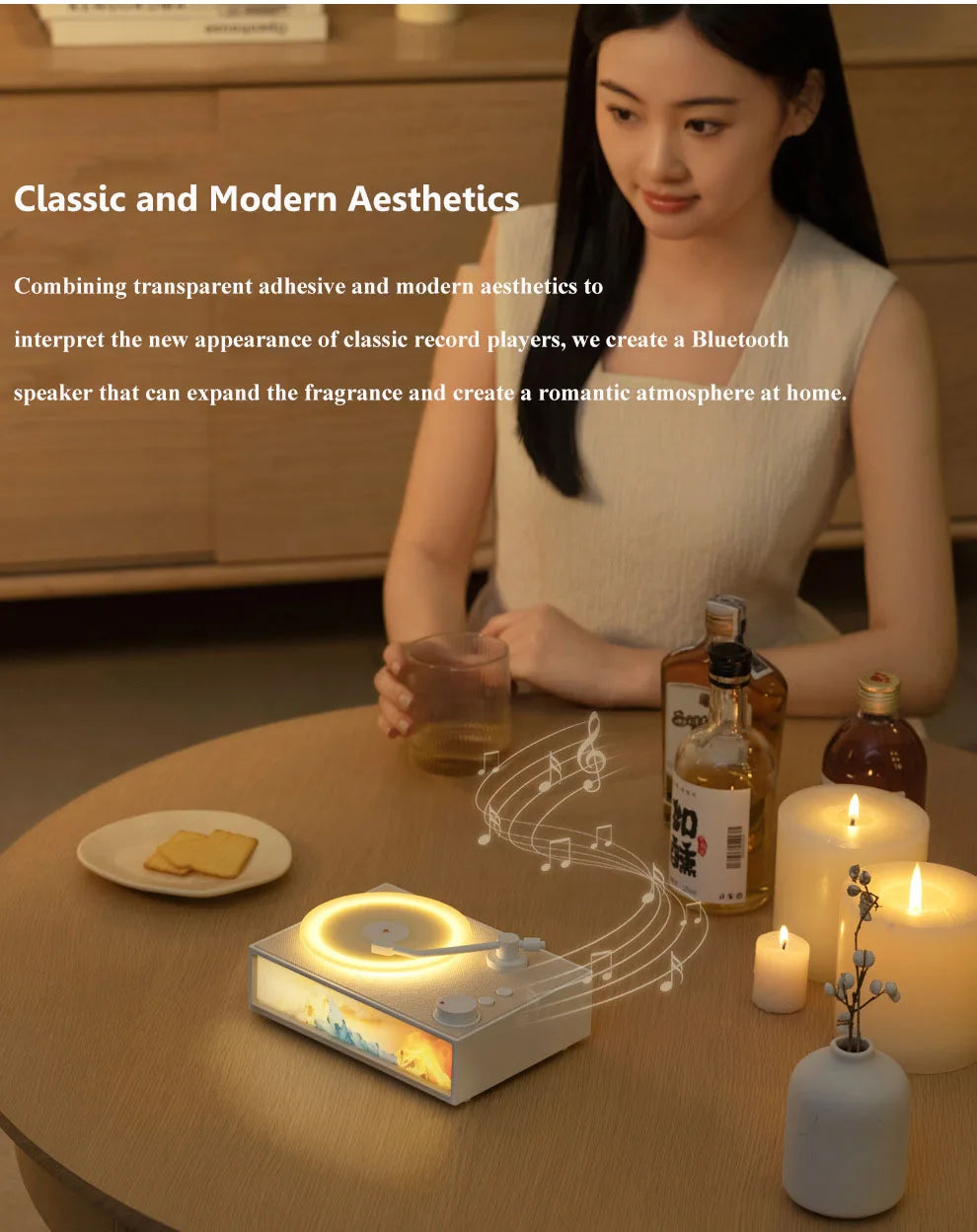 Wireless Vintage Bluetooth Speaker Portable Aromatherapy Atmosphere Light Painting Surround Sound MP3 Music Player Long Enduranc