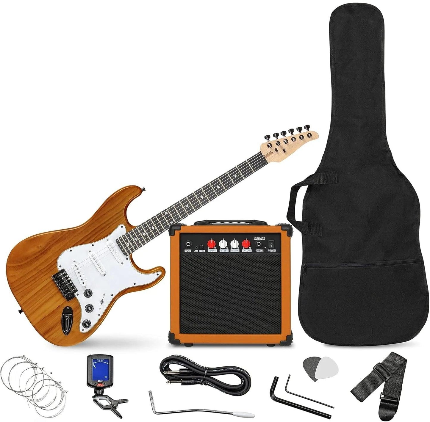 39 inch Electric Guitar Kit for Dummies Bundle with 20w Amplifier, Digital Clip On Tuner, Six Strings, Two Picks, Tremolo Bar,Shoulder Strap - Premium Electric Guitar from Lizard Vigilante - Just $234.56! Shop now at Lizard Vigilante