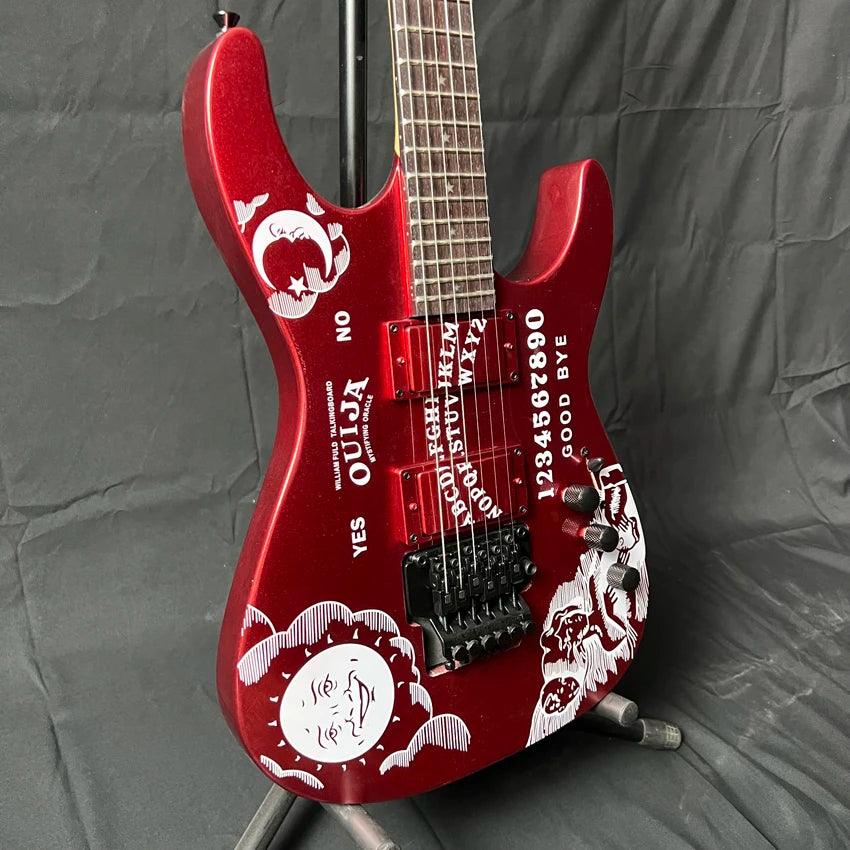 Kirk Hammett Ouija Red Electric Guitar - Solid Body, Black Hardware, Ouija Pattern - Premium Electric Guitar from Lizard Vigilante - Just $495.99! Shop now at Lizard Vigilante