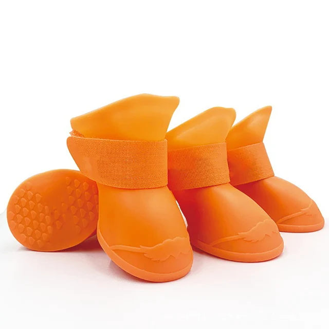 4Pcs Waterproof Anti-Slip Rubber Boots for Dogs & Cats - Pet Rain Shoes for Small, Medium, and Large Pets - Premium pet boots from Lizard Vigilante - Just $15.99! Shop now at Lizard Vigilante