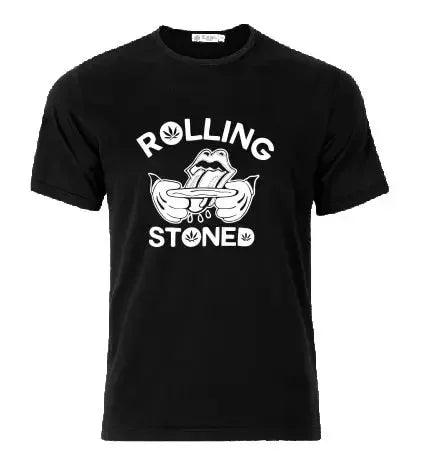 Rolling Stoned T Shirt Hands Rolled Joint Lips Tongue Style Parody - Lizard Vigilante