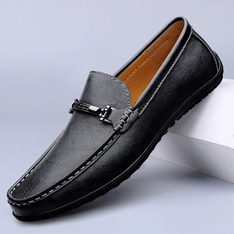 Men's Genuine Leather Casual Loafers | Luxury Driving Shoes with Slip-On Design | Fashionable and Comfortable Moccasins for Spring & Autumn - Premium loafers from Lizard Vigilante - Just $71.08! Shop now at Lizard Vigilante