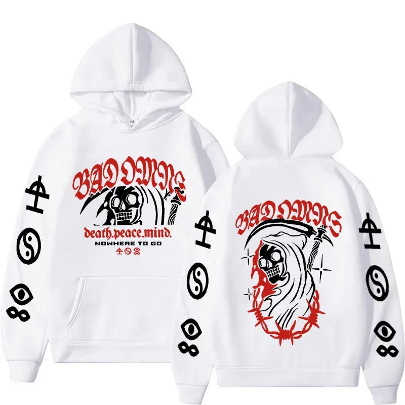 Limited Edition Bad Omens 2023 Rock Band Tour Hoodie | Men's Harajuku Y2K Streetwear | Gothic Fleece Long Sleeve Pullover Sweatshirt - Premium  from Lizard Vigilante - Just $43.88! Shop now at Lizard Vigilante