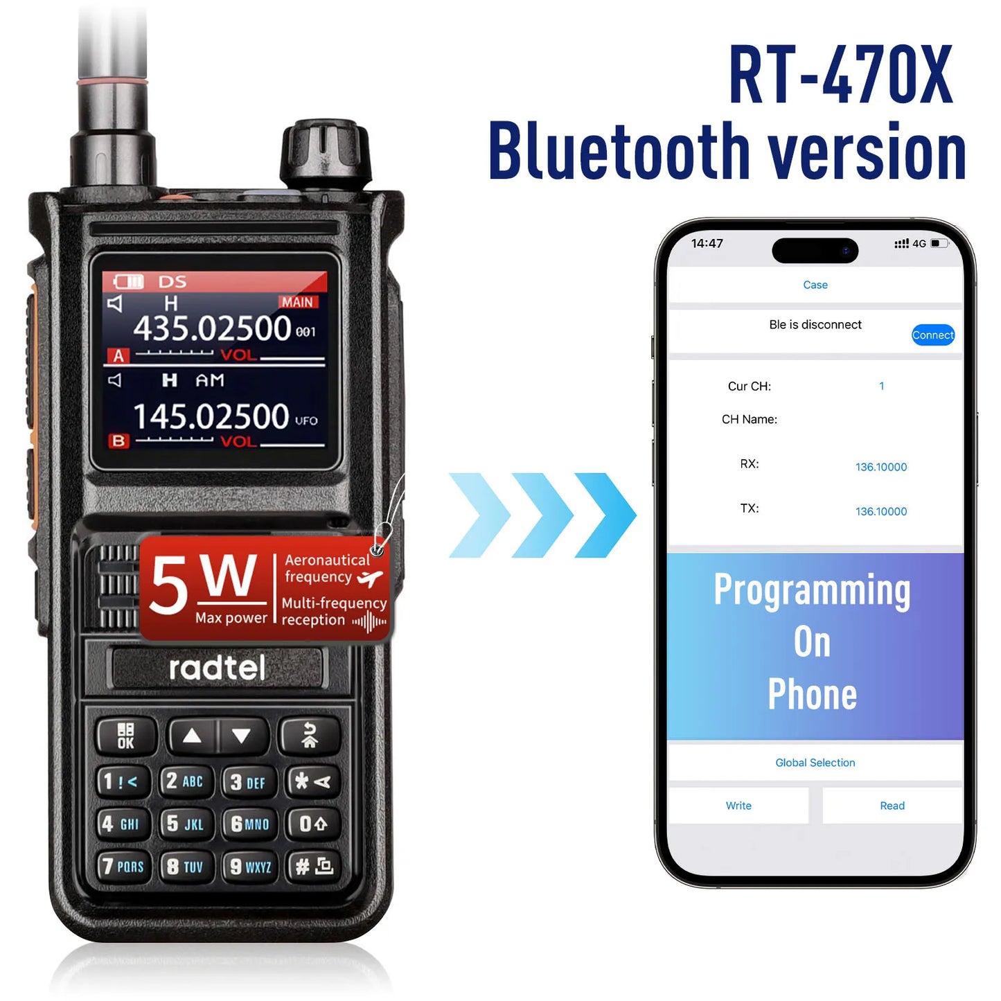 Radtel RT-470X Plus Bluetooth Ham Walkie-Talkie: Powerful Two-Way Radio - Premium walkie talkies from Lizard Vigilante - Just $36.88! Shop now at Lizard Vigilante