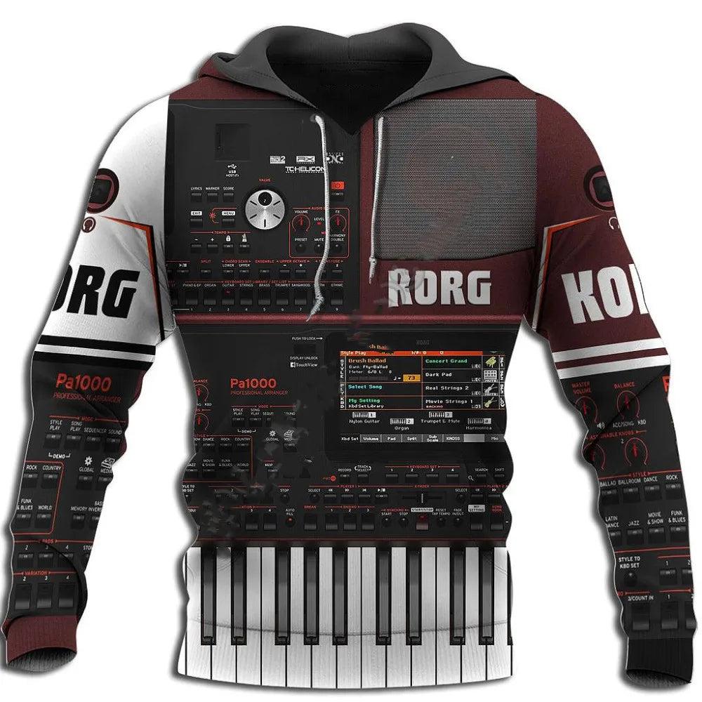 3D Musical Instrument Hoodie | Piano, Guitar, Trumpet & Violin Art Sweatshirt for Men & Women | Fun, Vibrant, & Casual Wear - Premium Long-sleeve hoodie t-shirt from Lizard Vigilante - Just $39.99! Shop now at Lizard Vigilante