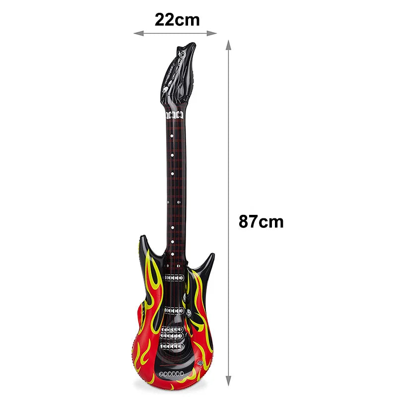 35inch Inflatable Guitar Inflatable Rock 'N Roll Electric Guitar for 80s 90s Themed Party Adults Kids Music Birthday Party - Lizard Vigilante