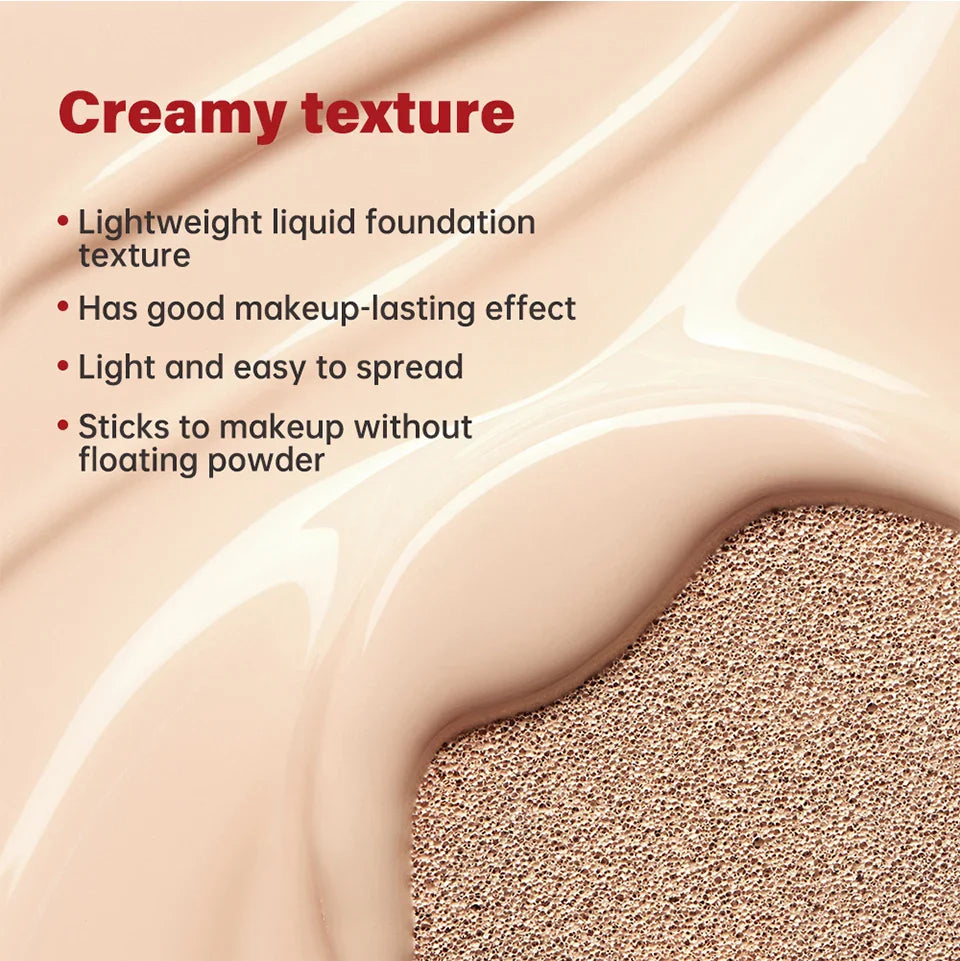 Lakerain Sunscreen Cushion Foundation  Waterproof Long-lasting Brighten Foundation Cream Women Base Makeup Face Korean Cosmetics