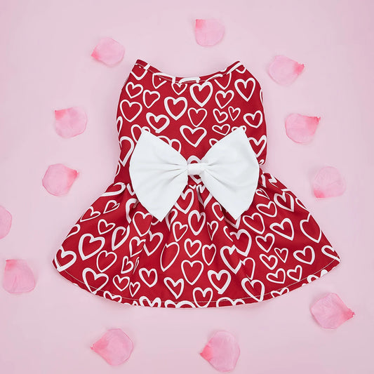 Valentine’s Day Pet Dress – Adorable Hearts Bowknot Tulle Outfit for Small Dogs & Cats - Premium pet clothes from Lizard Vigilante - Just $24.88! Shop now at Lizard Vigilante