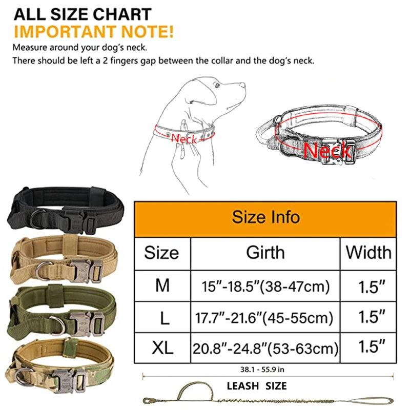 Tactical Dog Collar and Leash Set - Adjustable Military Pet Collar for Medium and Large Dogs, Ideal for German Shepherd Training - Premium dog leash from Lizard Vigilante - Just $18.88! Shop now at Lizard Vigilante