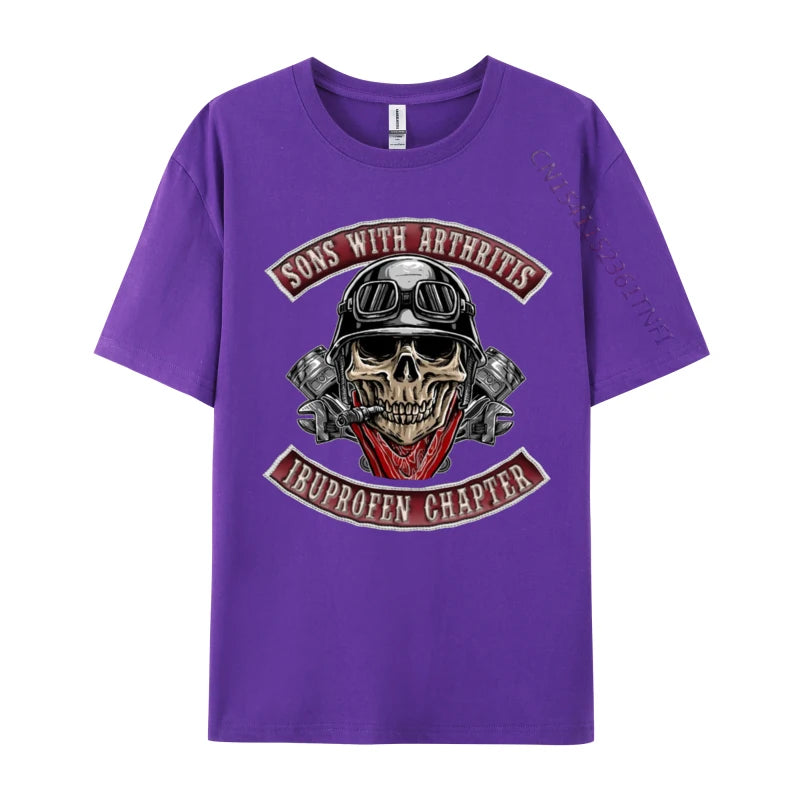 Sons With Arthritis Ibuprofen Chapter Funny Biker Skull T-Shirt – 100% Premium Cotton - Premium T-Shirt from Lizard Vigilante - Just $25.88! Shop now at Lizard Vigilante