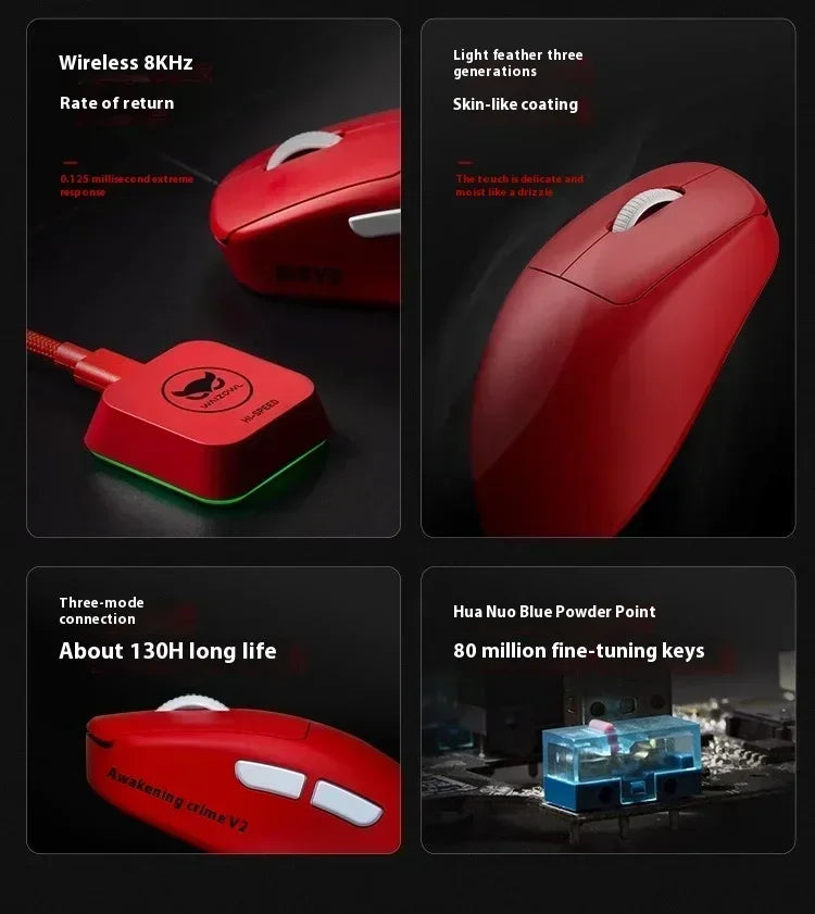 Waizowl OGM Pro V2 Hades Gaming Mouse Customize Wireless Three-Mode Paw3950 30000dpi Lightweight Gaming Mouse E-sports Ergonomic