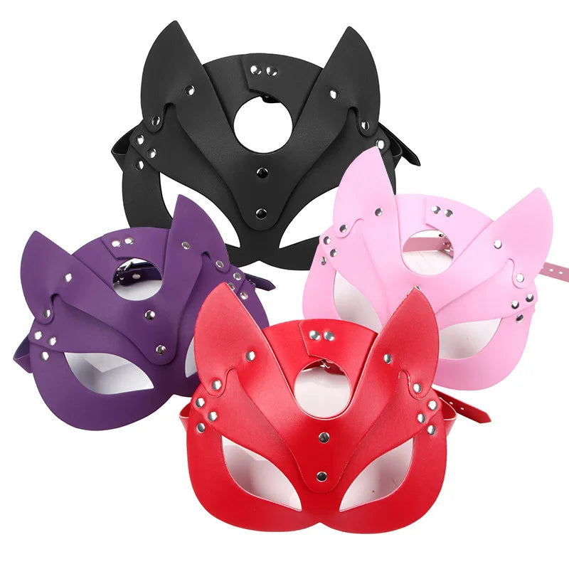 Women’s Sexy Leather Cat Mask with Collar – Half-Face Cosplay & Party Accessory - Premium cat mask from Lizard Vigilante - Just $25.88! Shop now at Lizard Vigilante