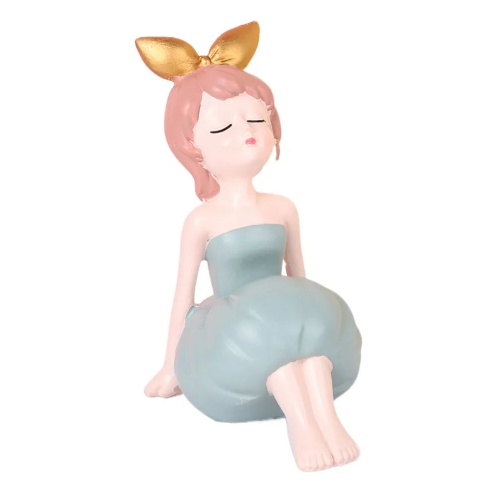 Crafts Resin Little Girl Statue Cute Creative People Sculpture Handicraft Waterproof Miniatures Figurine Living Room