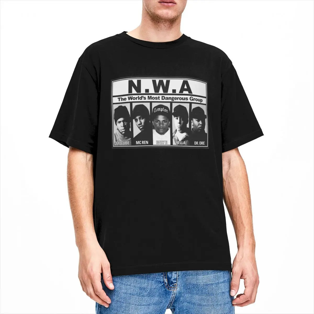 NWA 'Most Dangerous Group' Cotton T-Shirt – Bold Printed Fun Tee for Men and Women - Premium teee from Lizard Vigilante - Just $24.88! Shop now at Lizard Vigilante