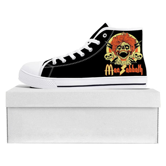 Mac Sabbath High Top Sneakers Mens Womens Teenager Canvas High Quality Black Sneaker Casual Shoe White - Premium sneakers from Lizard Vigilante - Just $44.88! Shop now at Lizard Vigilante