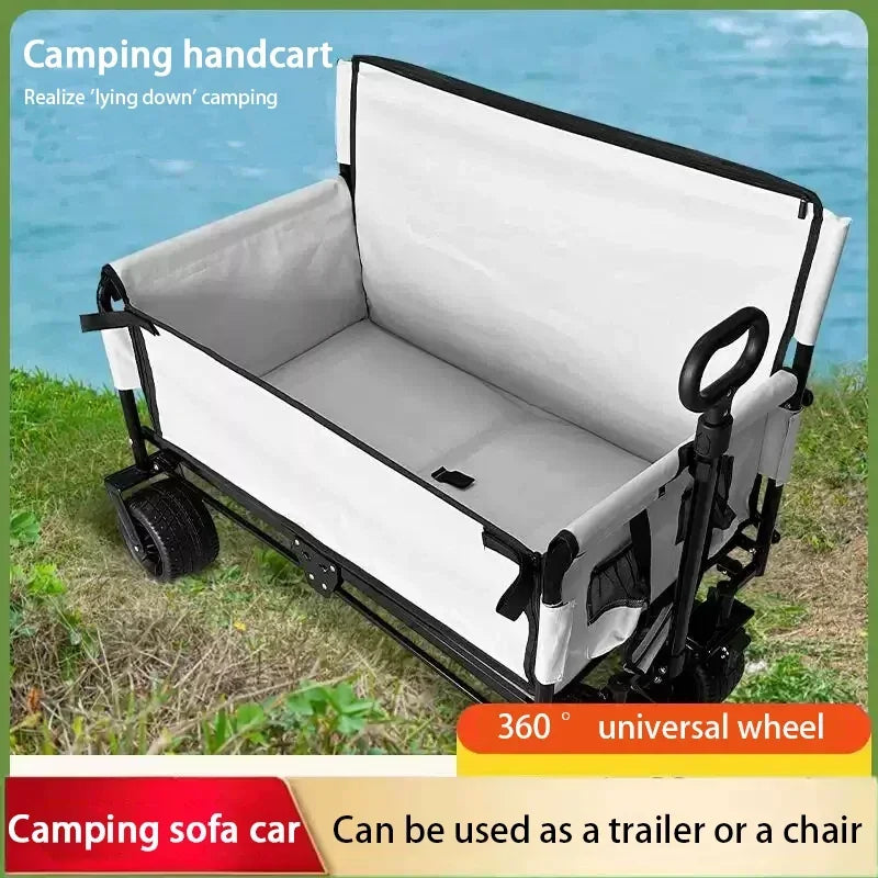 RoadBeast 200KG Foldable Camping Sofa Cart — Heavy-Duty Handcart & Rolling Outdoor Couch for Car Camping, Festivals & Campsites