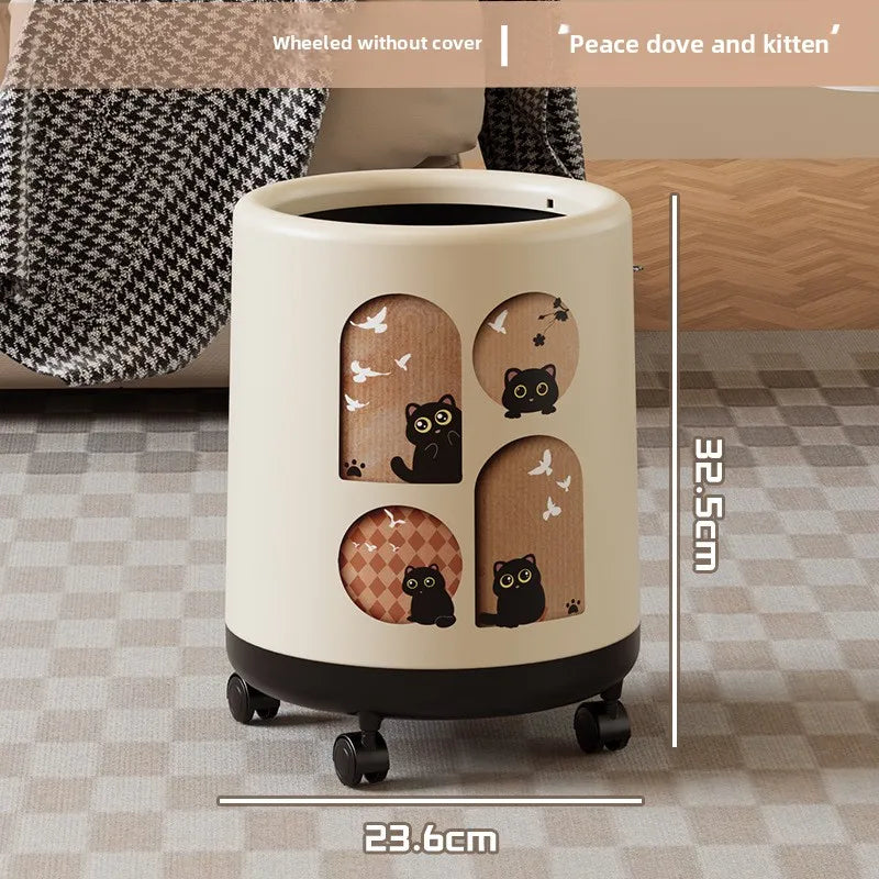 Premium Household Trash Can - Stylish Lidded Waste Bin with Wheels, Oversized Multipurpose Garbage Bin for Living Room & Bedroom