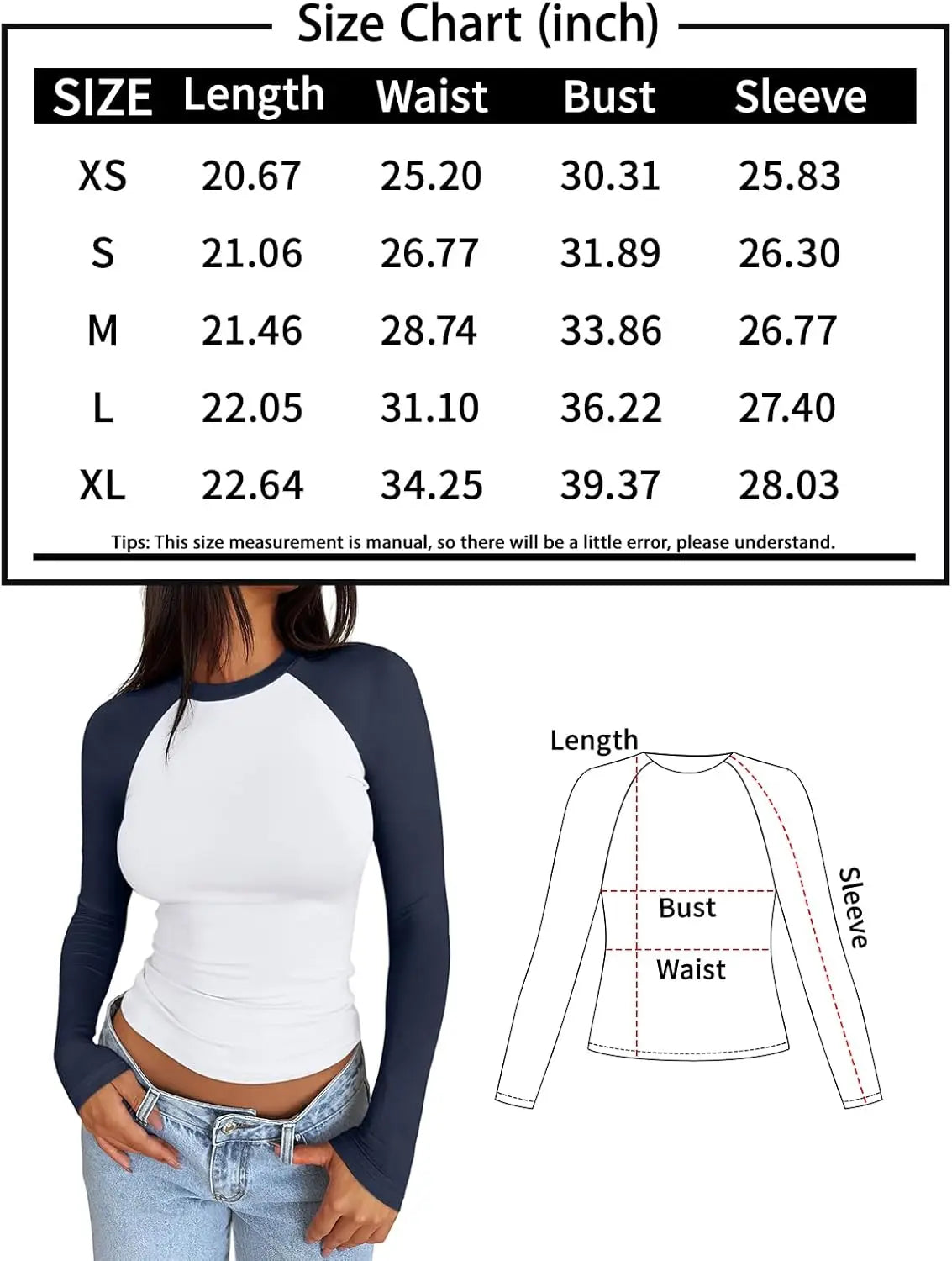 Women's Long Sleeve Shirts Slim Fit Stretchy Color Block Slightly Cropped Tops - Premium  from Lizard Vigilante - Just $19.99! Shop now at Lizard Vigilante