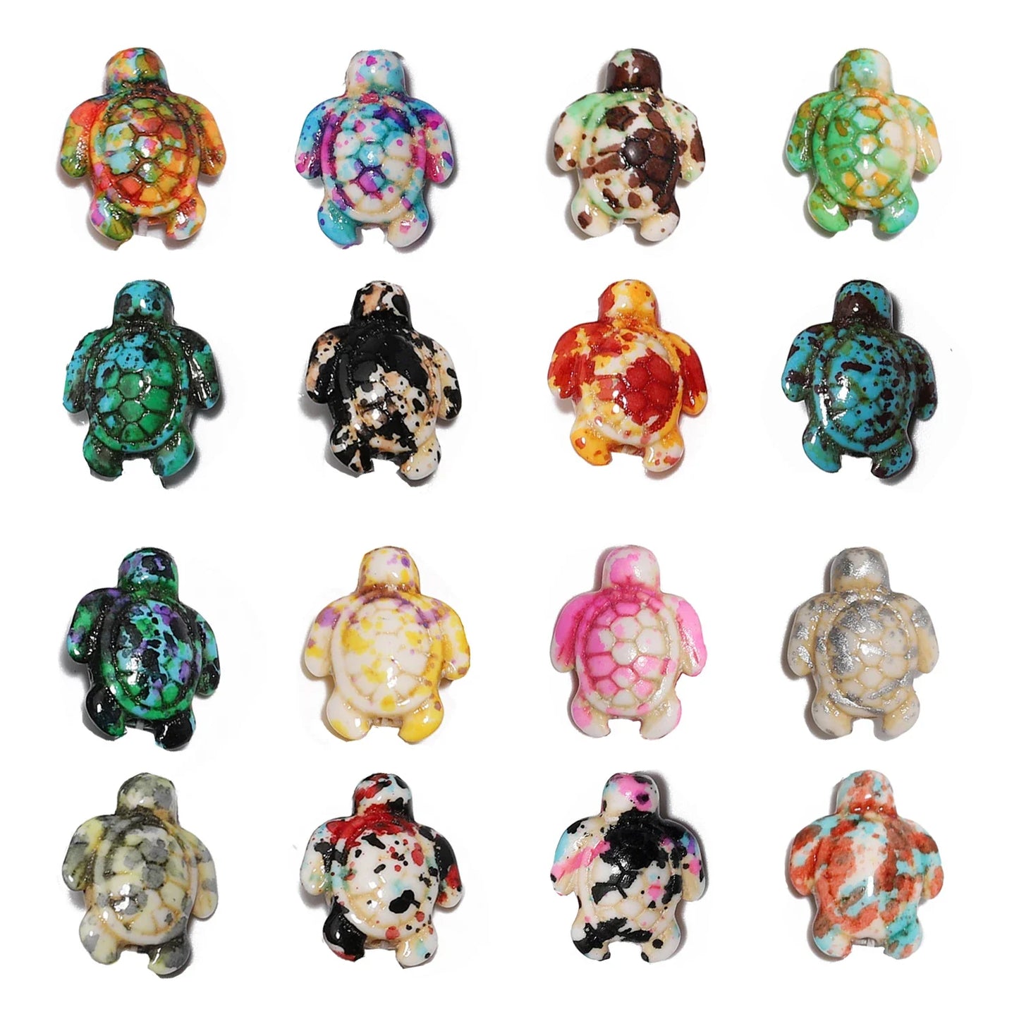 14x18mm 22pcs Sea Turtle Random Color Mix Natural Turquoise Stone Beads Bead for Jewelry Making DIY Ocean Series Bracelet