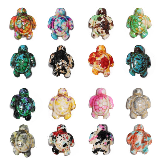 14x18mm 22pcs Sea Turtle Random Color Mix Natural Turquoise Stone Beads Bead for Jewelry Making DIY Ocean Series Bracelet