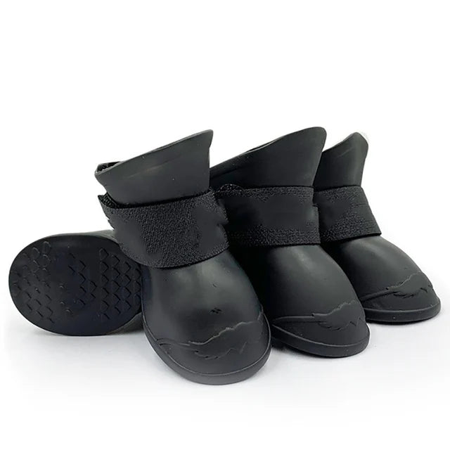 4Pcs Waterproof Anti-Slip Rubber Boots for Dogs & Cats - Pet Rain Shoes for Small, Medium, and Large Pets - Premium pet boots from Lizard Vigilante - Just $15.99! Shop now at Lizard Vigilante