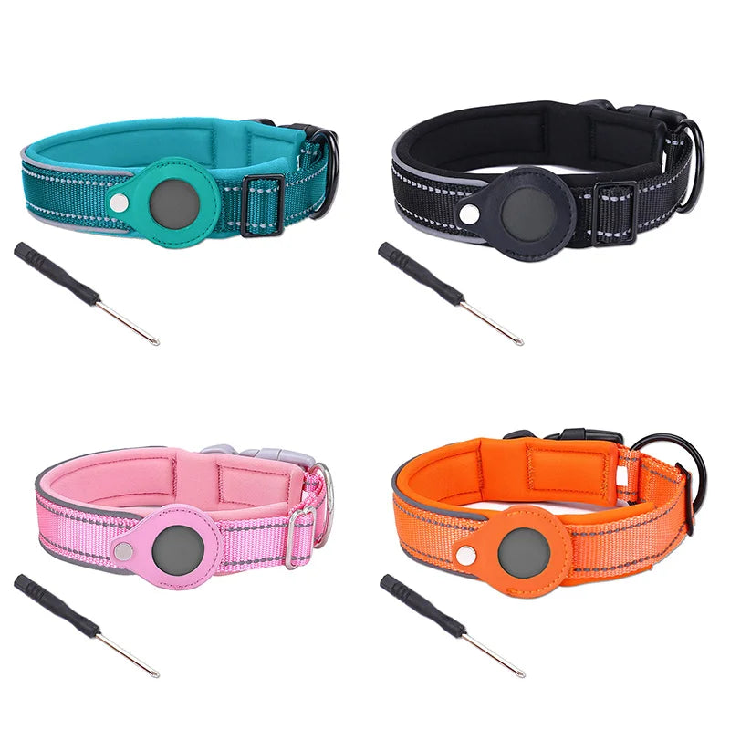 Easy To Use Anti-Lost Dog Collar with Airtag Holder | Reflective, Waterproof, & Adjustable - Perfect for Large Dogs - Premium dog collar from Lizard Vigilante - Just $24.88! Shop now at Lizard Vigilante