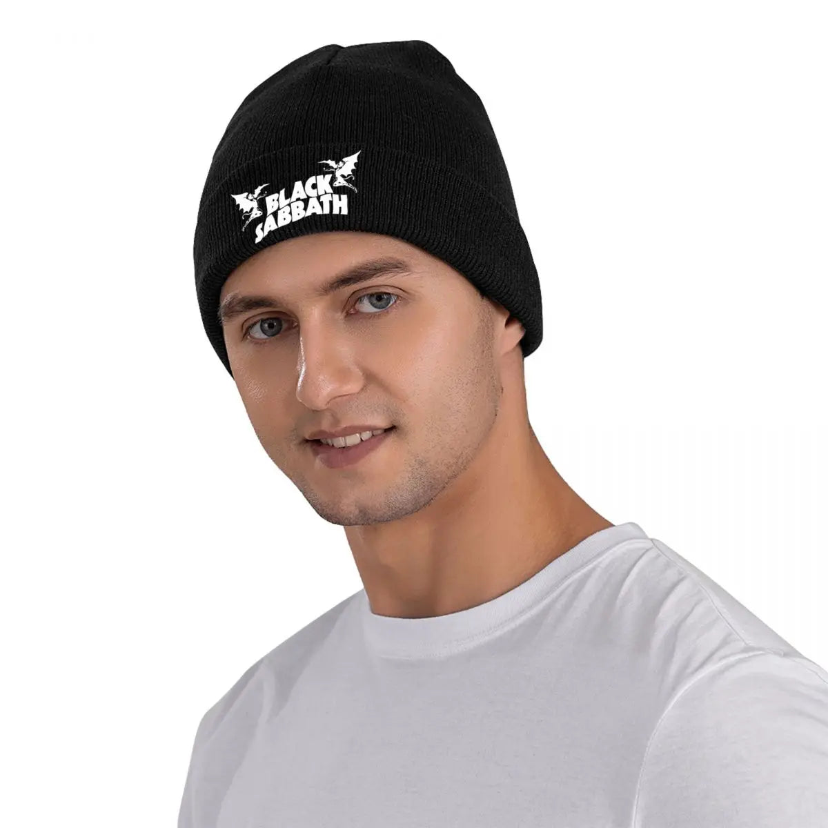 Black Sabbath Knitted Beanie Cap – Unisex Winter Hat for Men & Women, Warm Acrylic Crochet Melon Cap for Outdoor Use - Premium beanie from Lizard Vigilante - Just $21.99! Shop now at Lizard Vigilante