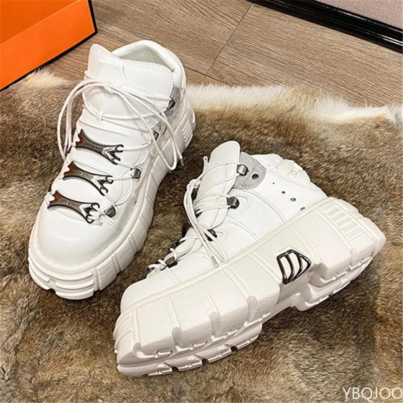 Punk Womens Ankle Boots Fashion Casual New Rock Female Chunky Shoes Metal Decoration Motorcycle Boots Women Platform Shoes - Lizard Vigilante