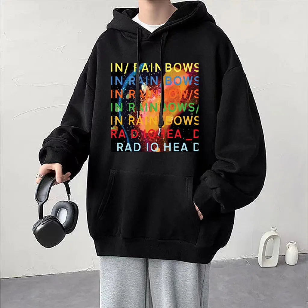 Vintage Radiohead "In Rainbows" Oversized Hoodie – Harajuku Streetwear for Men & Women - Premium Long-sleeve hoodie from Lizard Vigilante - Just $38.88! Shop now at Lizard Vigilante