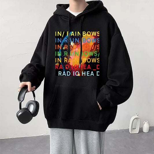 Vintage Radiohead "In Rainbows" Oversized Hoodie – Harajuku Streetwear for Men & Women - Premium Long-sleeve hoodie from Lizard Vigilante - Just $38.88! Shop now at Lizard Vigilante