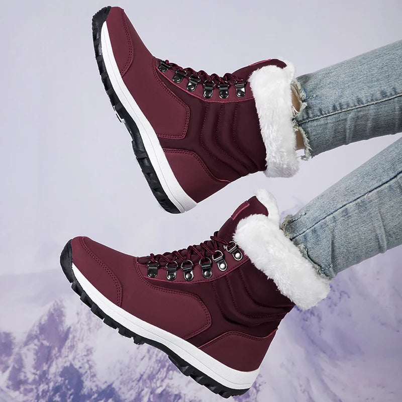 Velvet Throne High-Top Winter Snow Boots – Queen of Warmth Waterproof Hiking Kicks for Winter Wanderlust - Premium boots from Lizard Vigilante - Just $71.08! Shop now at Lizard Vigilante