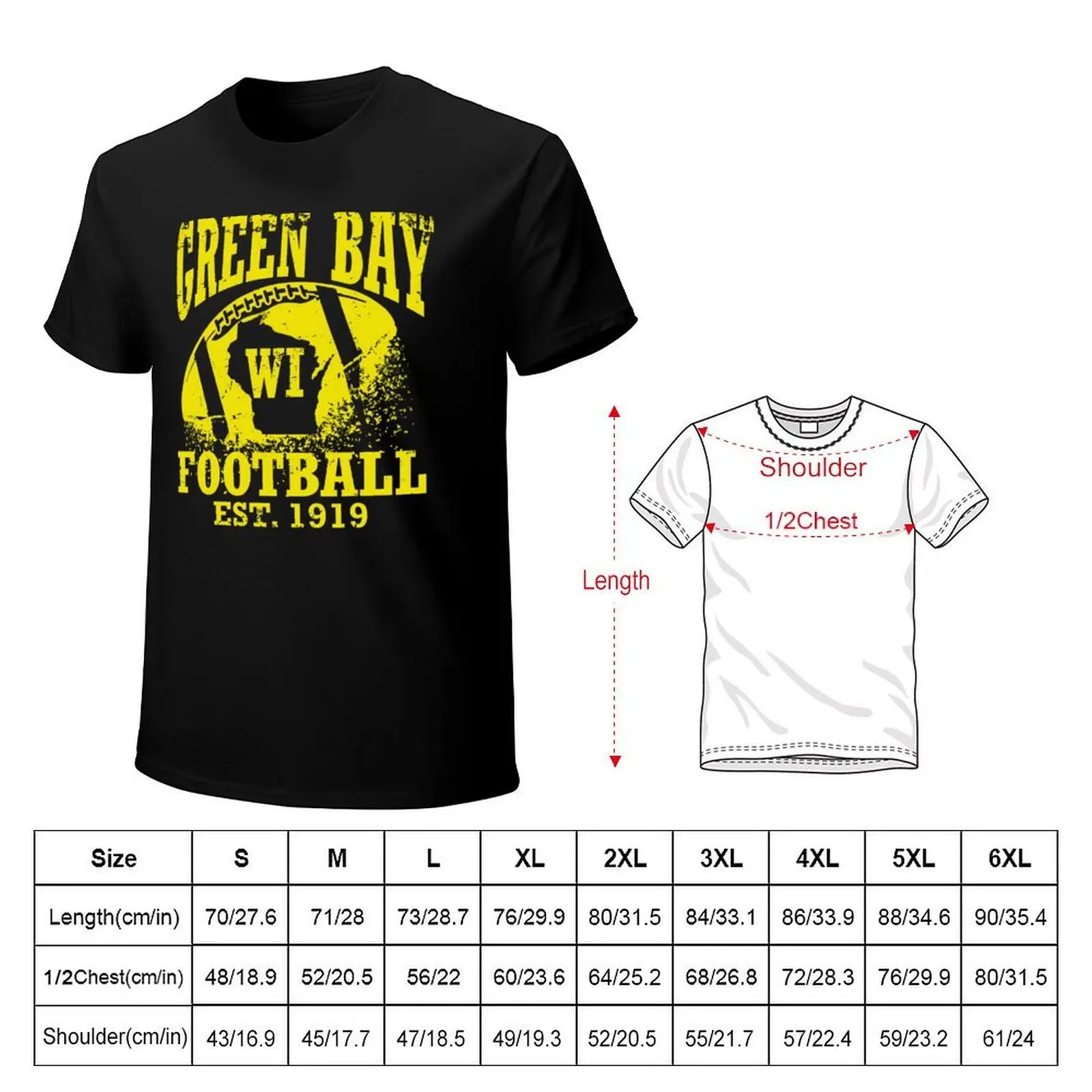 Vintage Green Bay Football Graphic T-Shirt for Men – Casual Retro Style Tee - Premium T-Shirts from Lizard Vigilante - Just $24.88! Shop now at Lizard Vigilante