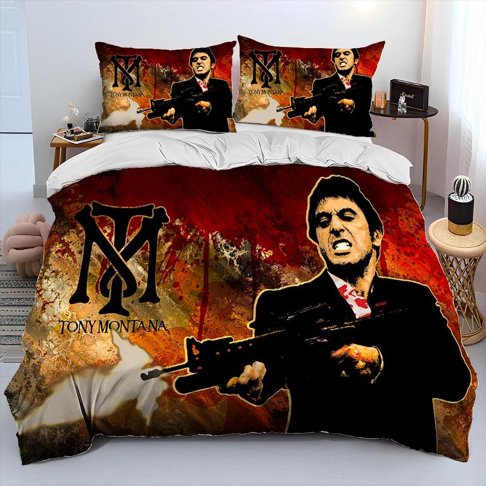 Scarface 1983 Movie Tony 3D Printing Comforter Bedding Set,Duvet Cover Bed Set Quilt Cover Pillowcase,King Queen Size Bedding Set Kid - Premium bed spread from Lizard Vigilante - Just $62.99! Shop now at Lizard Vigilante