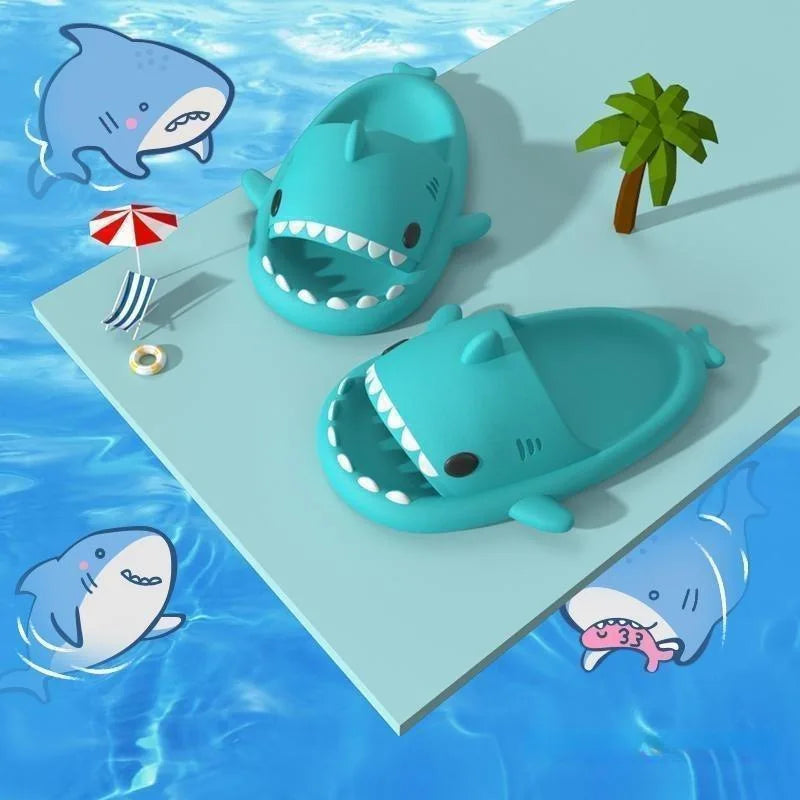 Summer Women Shark Slides Couple Beach Sea Flip Flops Cute Kids Shark Slippers Non-slip Men Indoor Outdoor Sandals - Premium  from Lizard Vigilante - Just $13.99! Shop now at Lizard Vigilante