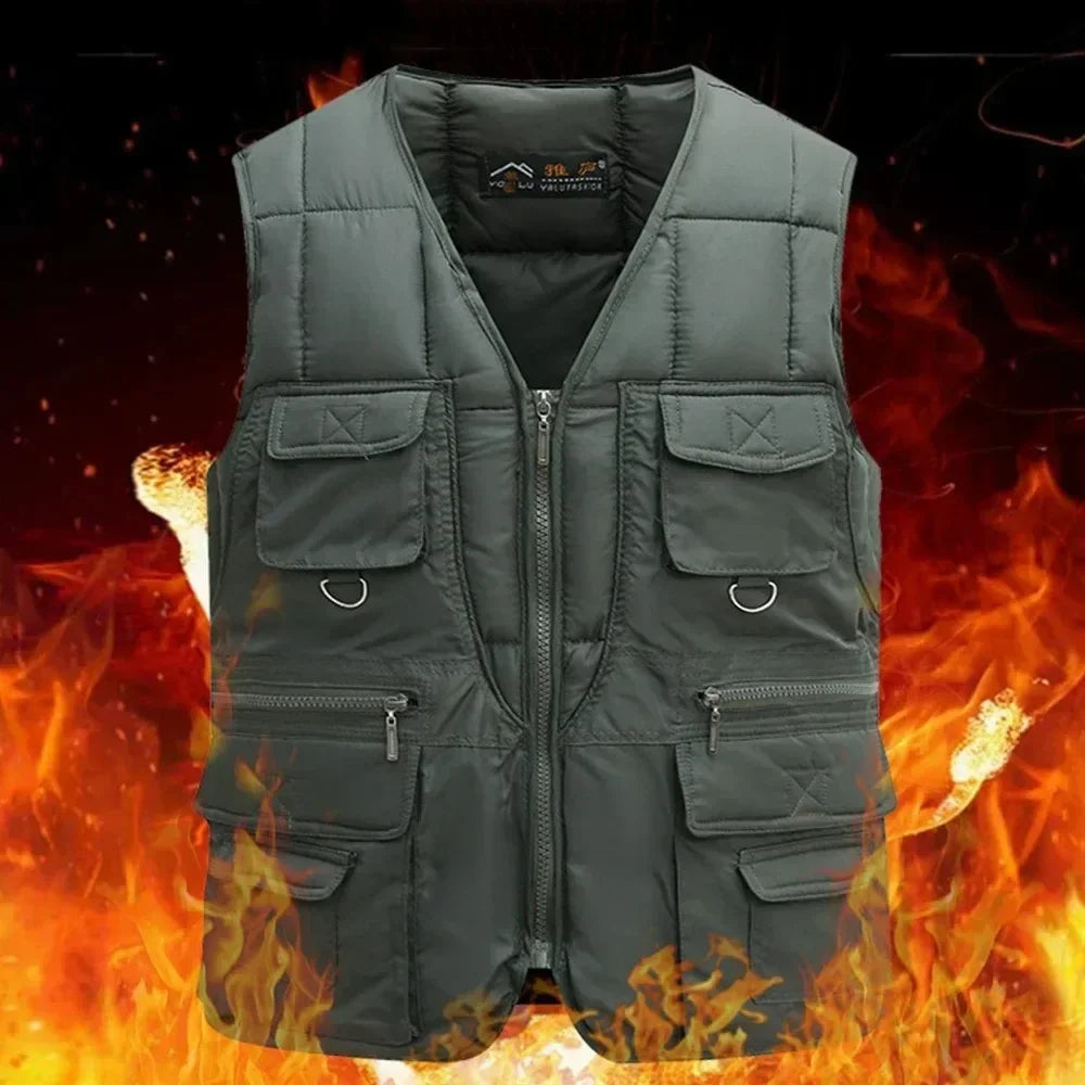 Classic Multi-Pocket Men's Padded Vest - Winter Warm Tactical Jacket - Premium vest from Lizard Vigilante - Just $23.88! Shop now at Lizard Vigilante