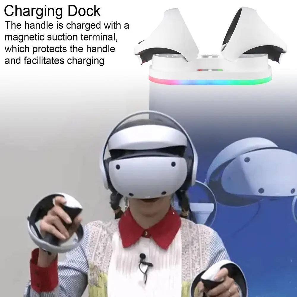 PS VR2 Dual Fast-Charge Dock With Magnetic Snap Charging & RGB Atmosphere Lighting
