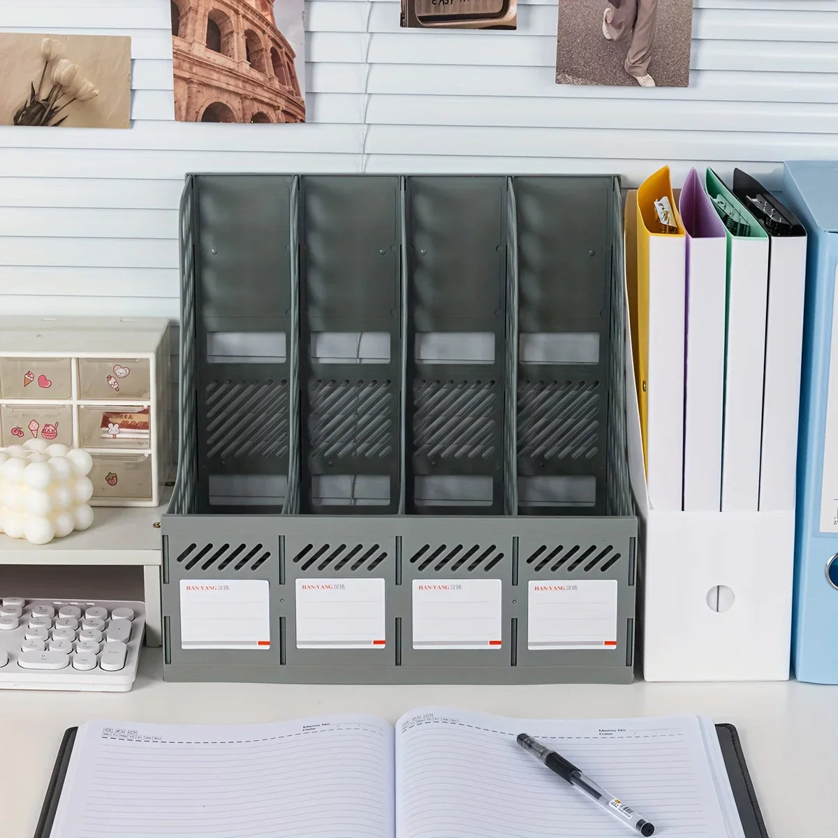 Detachable A4 Document Organizer - Desktop Bookshelf & File Holder, Durable PP Material, Office Supplies Storage Rack