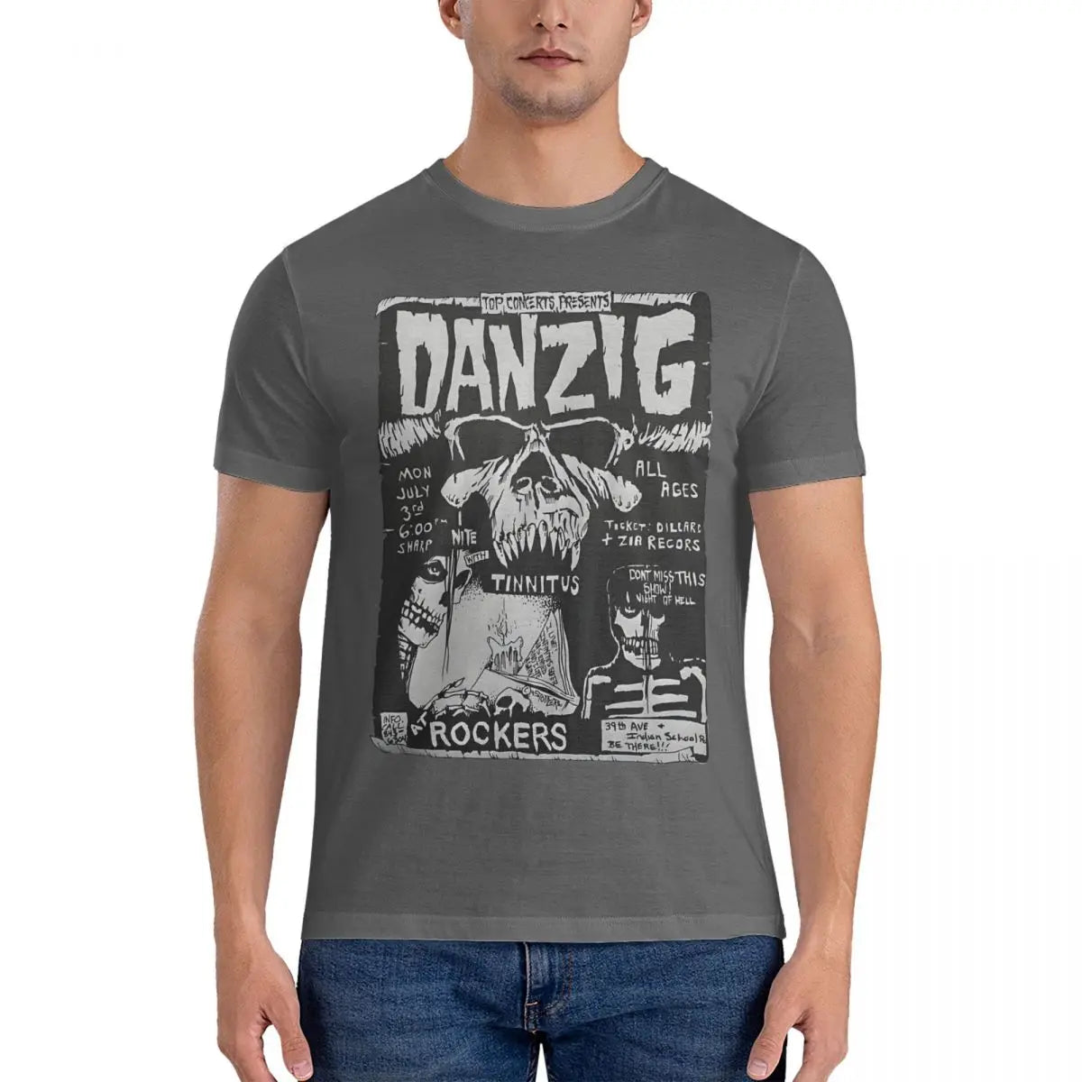 Danzig, Misfits, & Samhain Men T Shirts Unique Tee Shirt Short Sleeve Round Neck T-Shirt Cotton 4XL 5XL Clothing - Lizard Vigilante