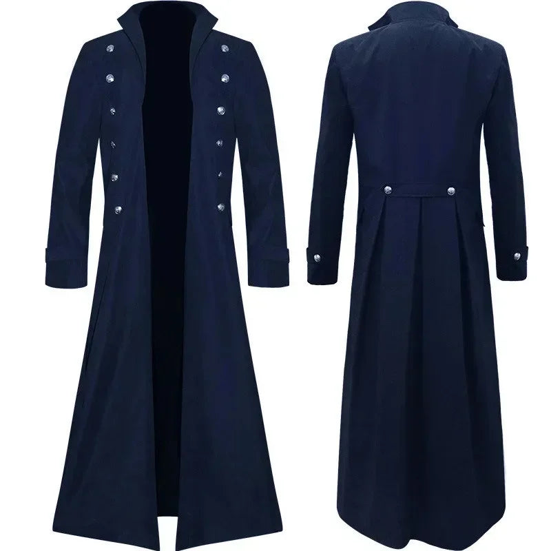 Medieval Pirate Steampunk Trench Coat Stage Wear Cosplay - Premium trench coat from Lizard Vigilante - Just $54.88! Shop now at Lizard Vigilante