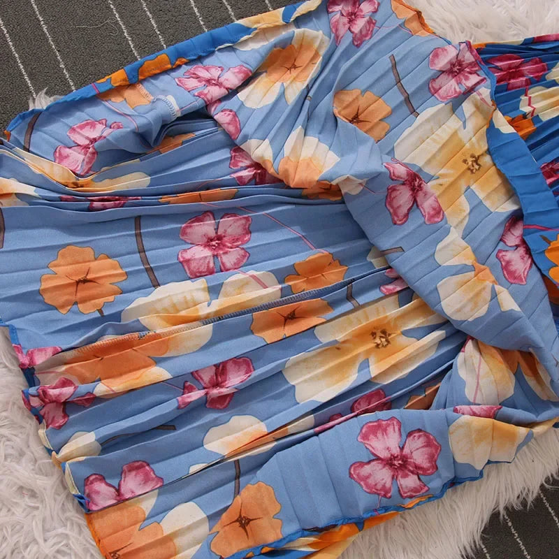 Women Dress Fashion Vintage Ins Bandage Slim Waist A-line Long Dress Vacation Beach Summer Outfits Lady Robe Femme