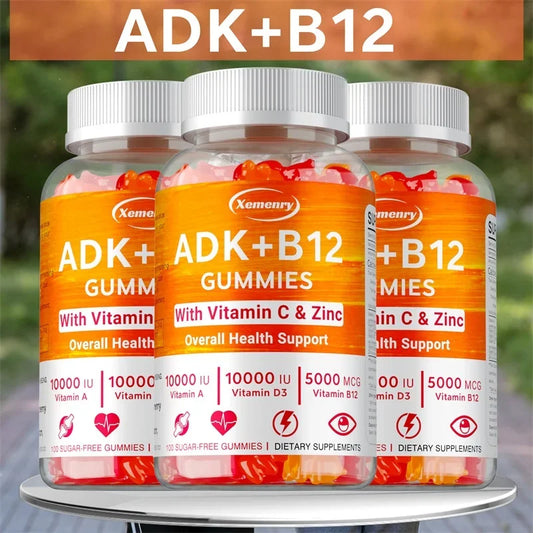 Vitamin D3 K2 + Vitamin B12 Gummies - Boost Metabolism, Eyes, Bone, Energy, Nerve, Immune Support