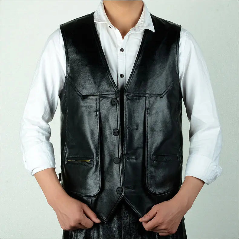 Genuine Cowhide Leather Motorcycle Vest for Men - Biker’s Real Leather Waistcoat (Size L-8XL) - Premium vest from Lizard Vigilante - Just $88.88! Shop now at Lizard Vigilante