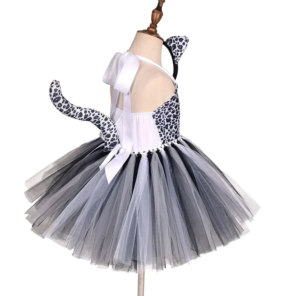 Halloween Animal Cosplay Costume for Children Forest Theme Cows Tiger Giraffe Leopard Zebra Tutu Dresses Performance Dance Sets