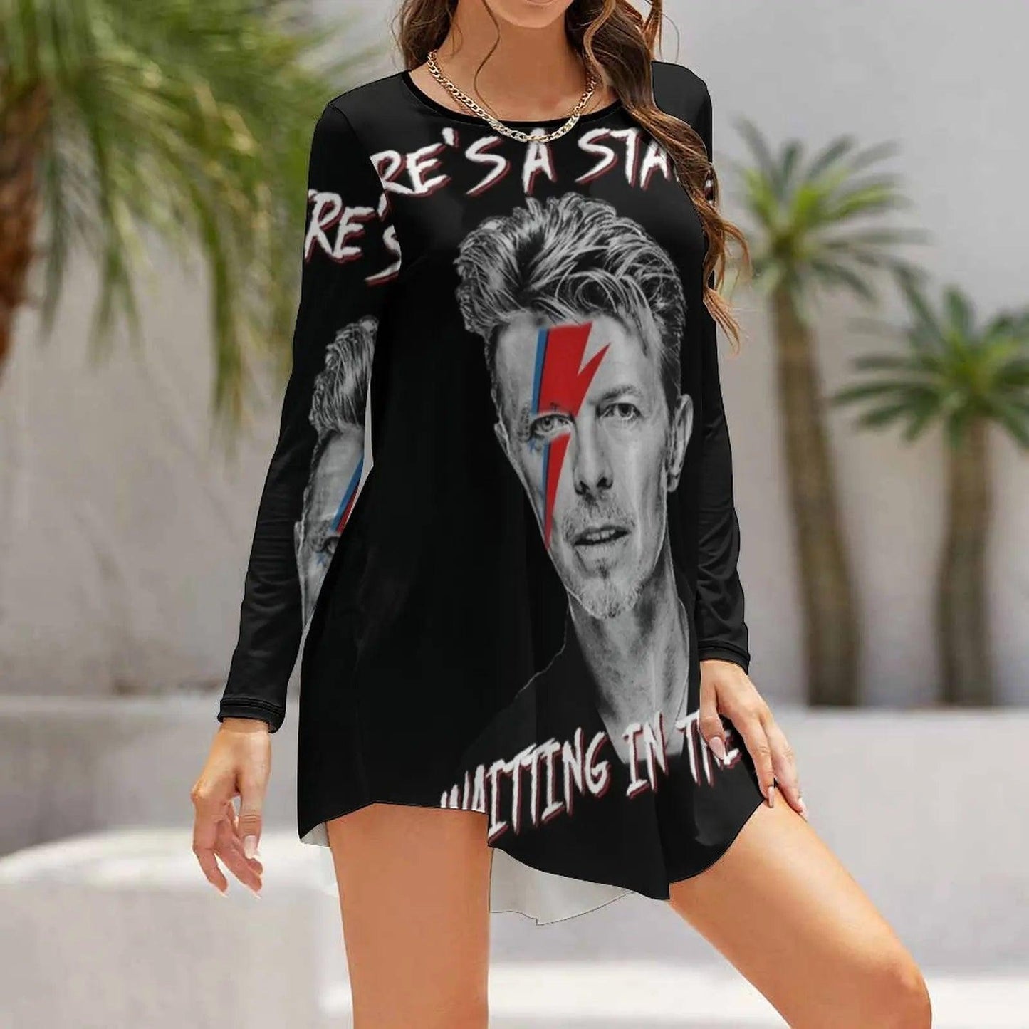 There’s A Starman Waiting In The Sky David Bowie Vintage Evening Party Dresses Midi Sexy Dress Female Sweet One Piece Korean Style - Premium dress from Lizard Vigilante - Just $28.99! Shop now at Lizard Vigilante