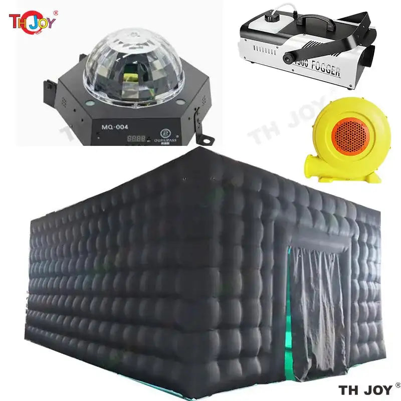 7x5m Disco Light N Fog Machine Black Cube Blow Up Bar Tent Inflatable Nightclub Portable Inflatable Party Tent Free Air Shipping